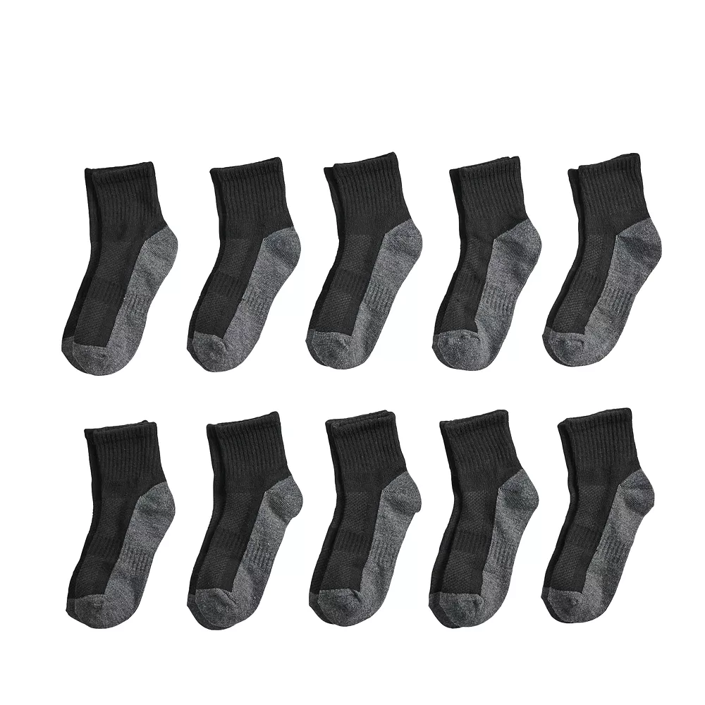 Boys' Tek GearĀ® 10-Pack Lightweight Quarter-Crew Performance Socks - Image 2