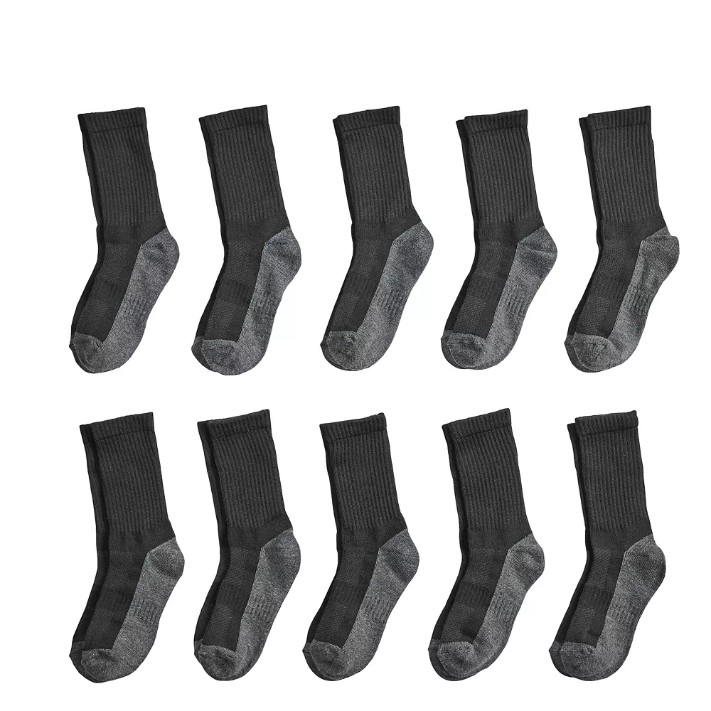 Boys Tek GearĀ® Lightweight 10-Pack Performance Crew Socks