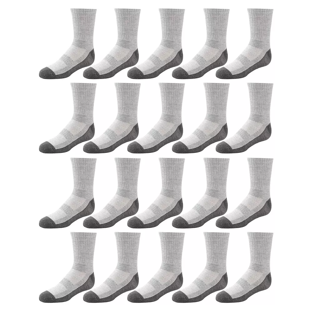 Boys Tek GearĀ® 20-Pack Lightweight Performance Crew Socks