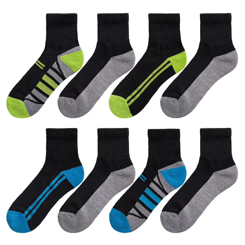 Boys Tek GearĀ® Cushioned 8-pack Performance Quarter Socks - Image 2