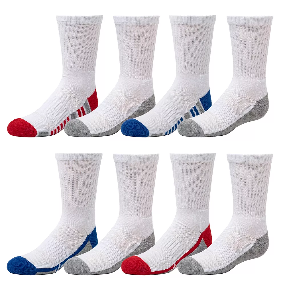 Boys Tek Gear® Cushioned 8-pack Performance Crew Socks 5 Boys Tek Gear® Cushioned 8-pack Performance Crew Socks - Image 3