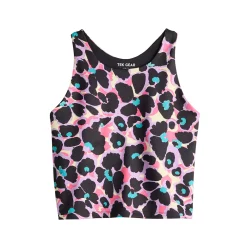 Girls 7-20 Tek Gear® Performance Longline Bra Tank Top in Regular & Plus -Deux par Deux shop 5831554 Black Flowers
