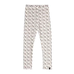Rib Legging With Printed Little Brown Flowers