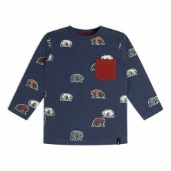 Long Sleeve Top With Bear Print