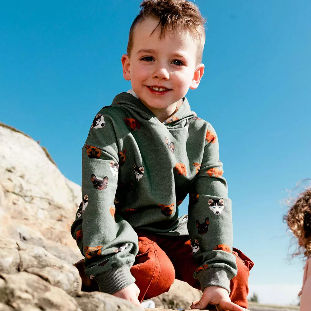 Hooded Fleece Top With Printed Dogs - Image 2