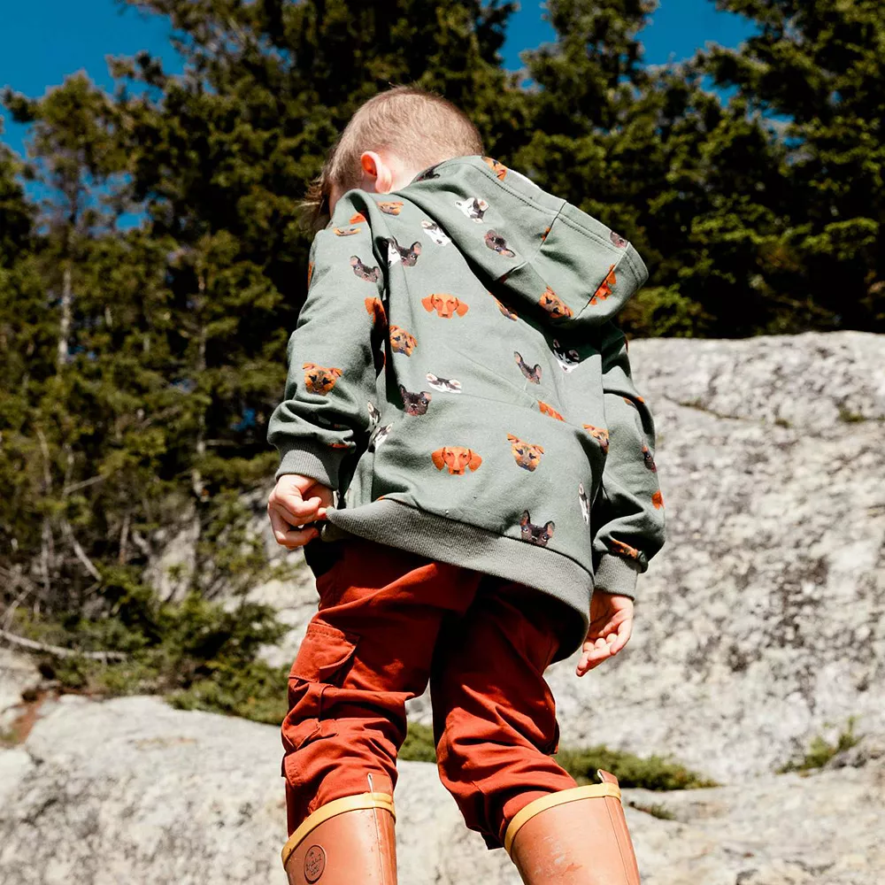 Hooded Fleece Top With Printed Dogs - Image 3