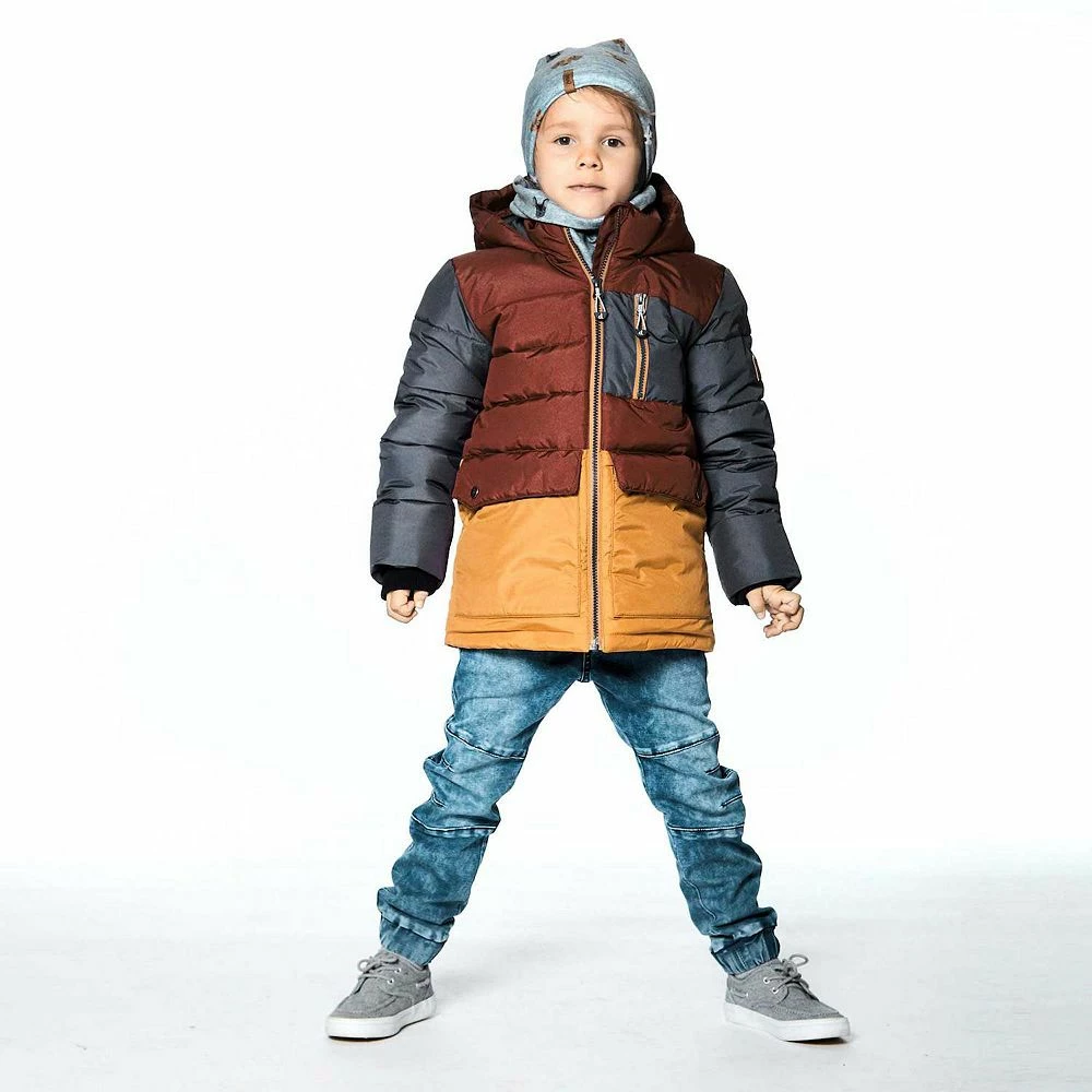 Tricolor Puffy Jacket Barn Red, Yellow And Dark Grey - Image 4