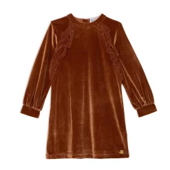 Long Sleeve Dress With Frill Ocher