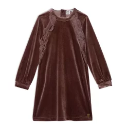 Long Sleeve Dress With Frill Dusty Mauve