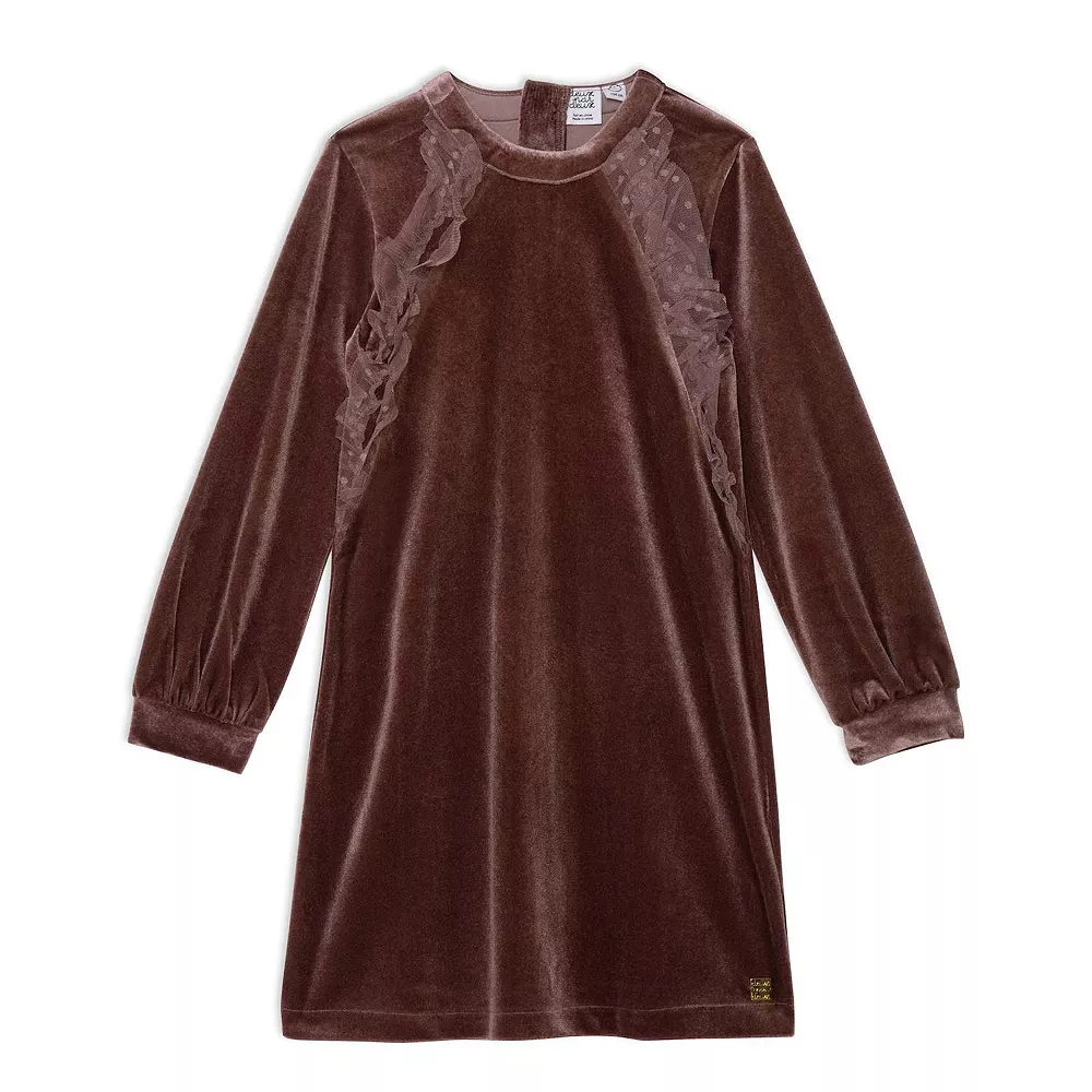 Long Sleeve Dress With Frill Dusty Mauve