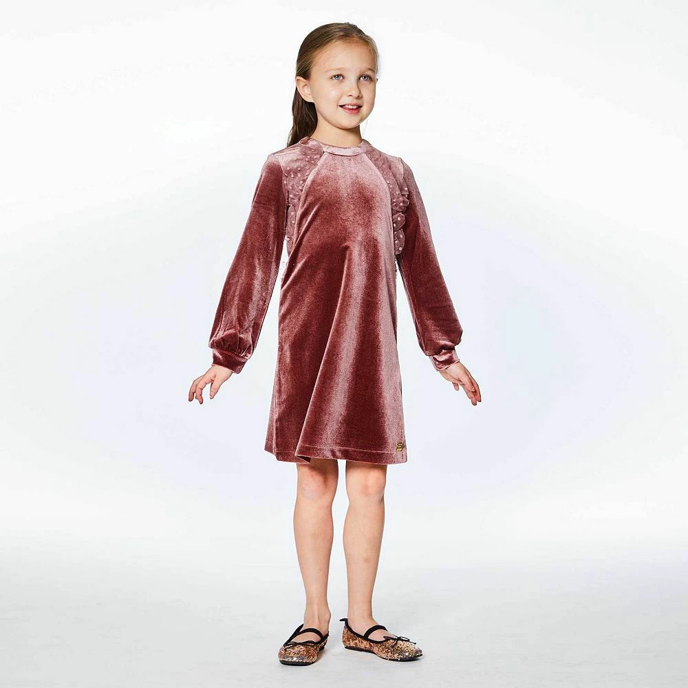 Long Sleeve Dress With Frill Dusty Mauve - Image 3