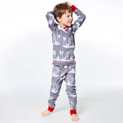 Organic Cotton Christmas Family Two Piece Printed Pajama Set With Deer And Trees 10 Organic Cotton Christmas Family Two Piece Printed Pajama Set With Deer And Trees -Deux par Deux shop 5990714 ALT3