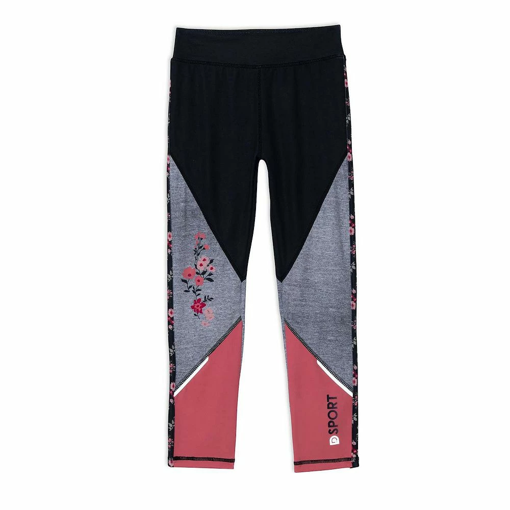 Athletic Legging Light Heather Grey With Printed Flowers