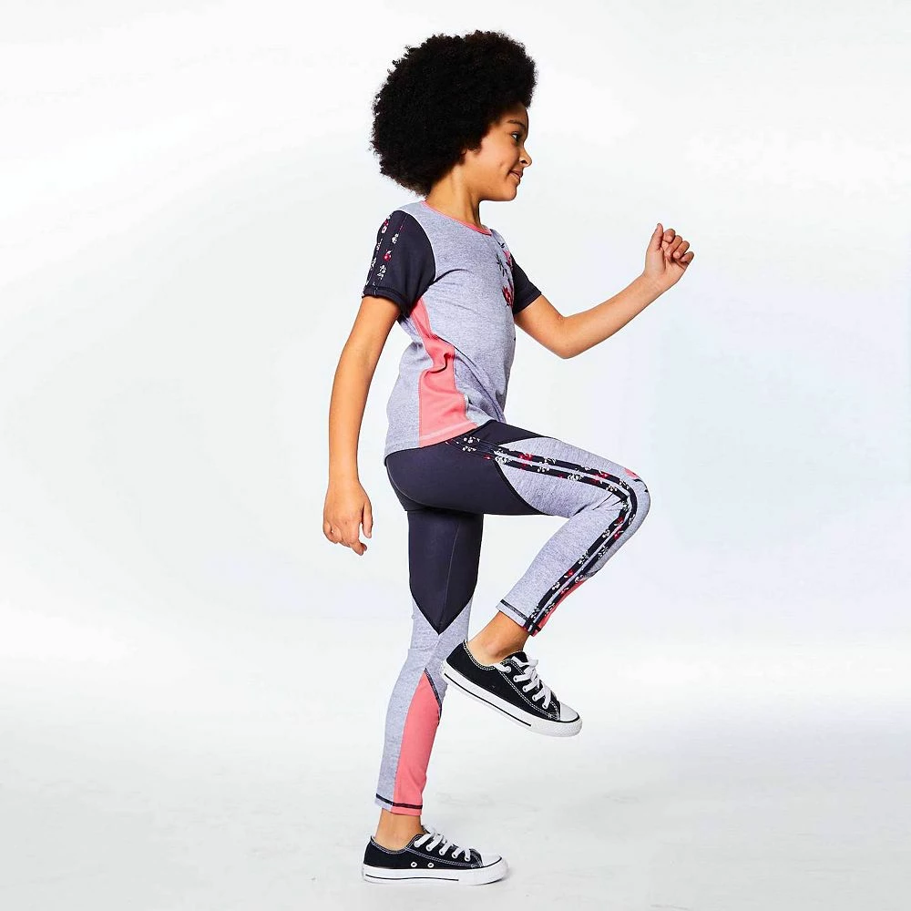 Athletic Legging Light Heather Grey With Printed Flowers - Image 5