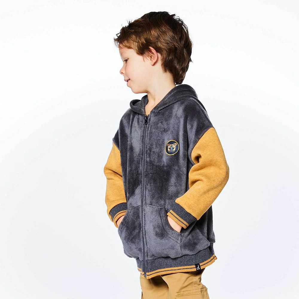 Hooded Plush Zipper Cardigan - Image 3