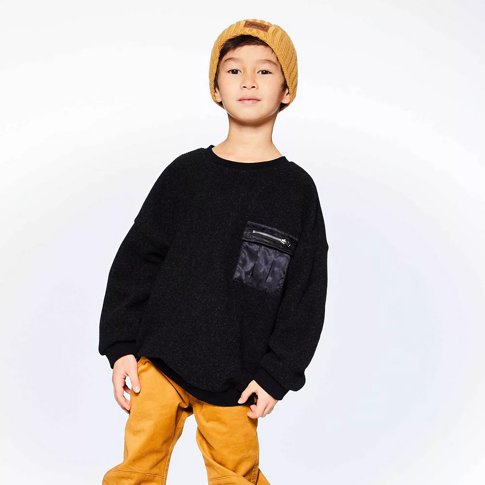 Knit Texture Top With Pocket And Zipper Black - Image 2