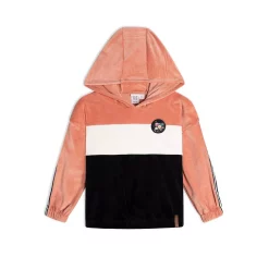 Colorblock Velvet Hooded Top