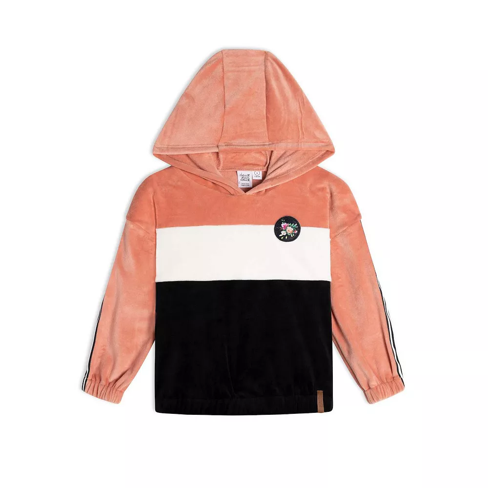 Colorblock Velvet Hooded Top