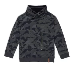 Fleece Top With High Neck And Pocket