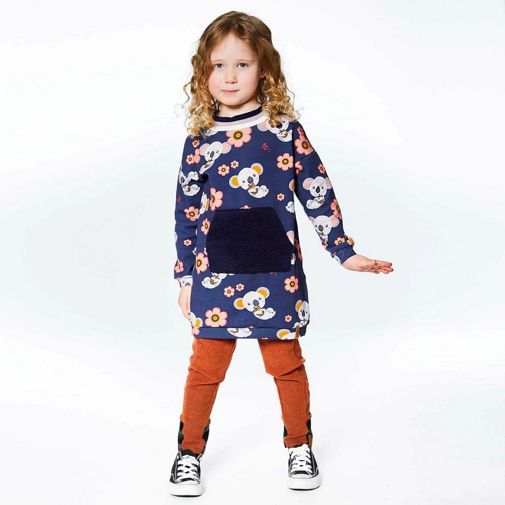 Printed Koalas Long Sleeve Dress With Pocket - Image 2