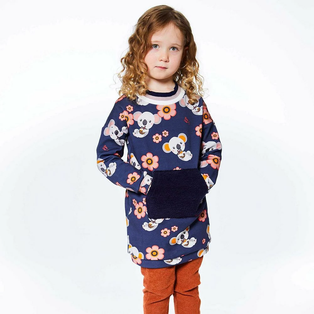 Printed Koalas Long Sleeve Dress With Pocket - Image 3
