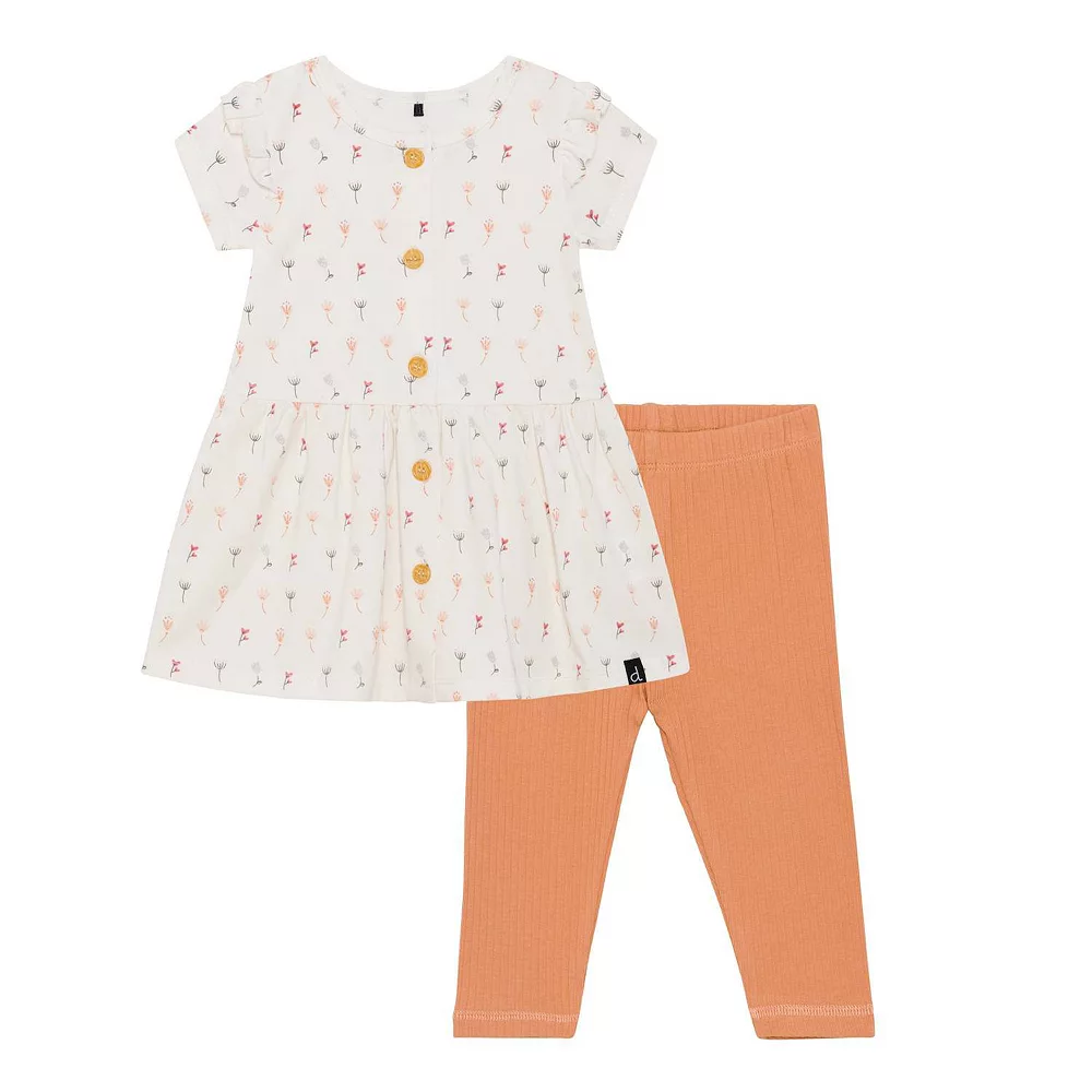 Organic Cotton Tunic And Legging Set Caramel And White