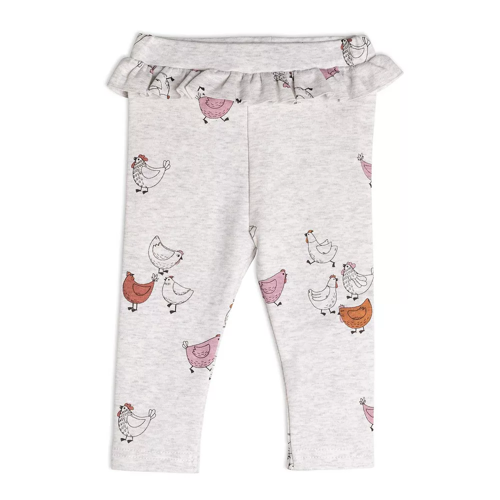 Organic Cotton Top And Pant Set Hen Print Rust And Beige - Image 3