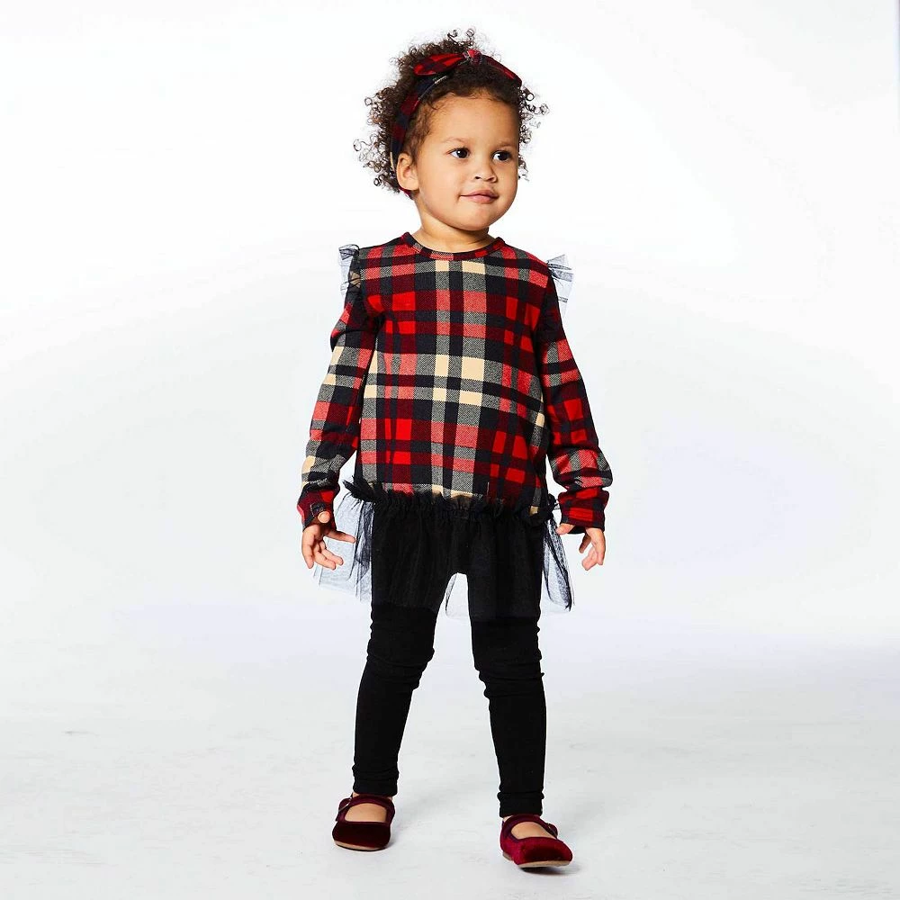Plaid Tunic And Rib Legging Set - Image 2