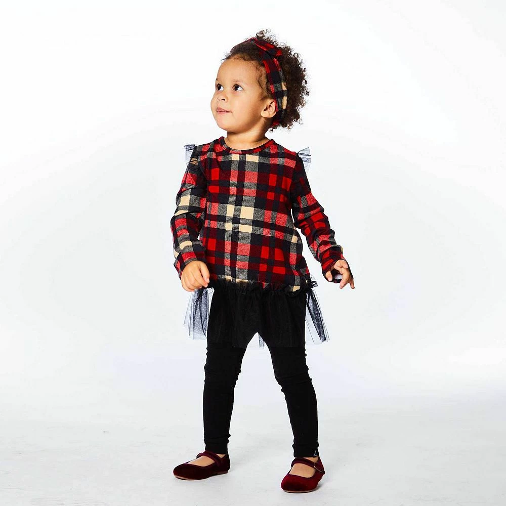 Plaid Tunic And Rib Legging Set - Image 3