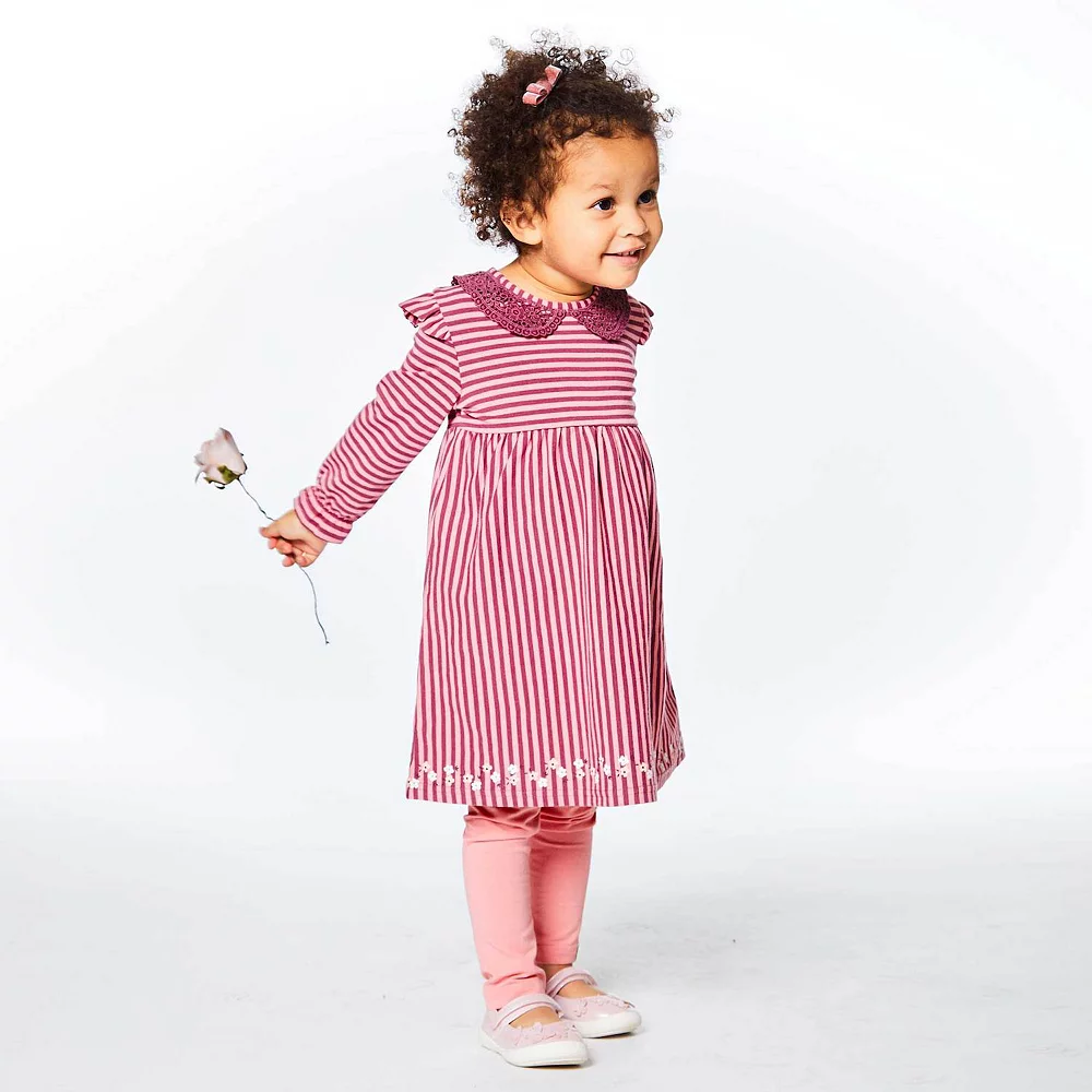 Long Sleeve Dress With Frill Striped - Image 4