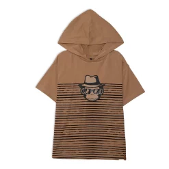 Cotton Jersey Top With Print Faded Orange