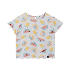 Printed T-Shirt With Back Hole Light Grey Mix