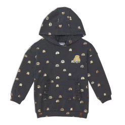 Hooded Long Sleeve Fleece Top Printed Rainbows