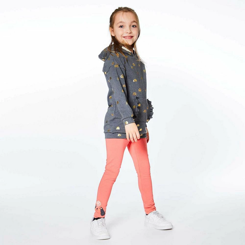 Hooded Long Sleeve Fleece Top Printed Rainbows - Image 2