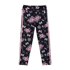 Athletic Legging Black Flower And Butterfly Print
