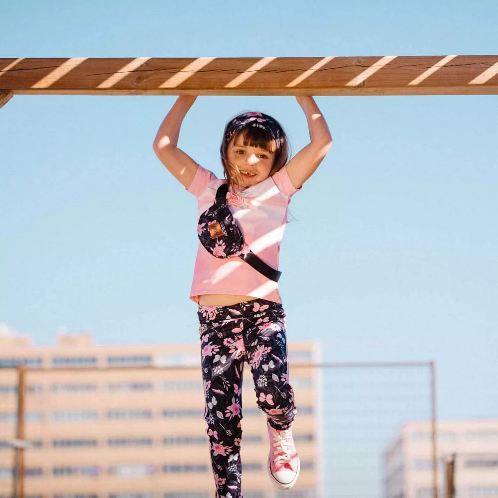 Athletic Legging Black Flower And Butterfly Print - Image 2