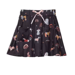 Printed Poodles Flared Skirt