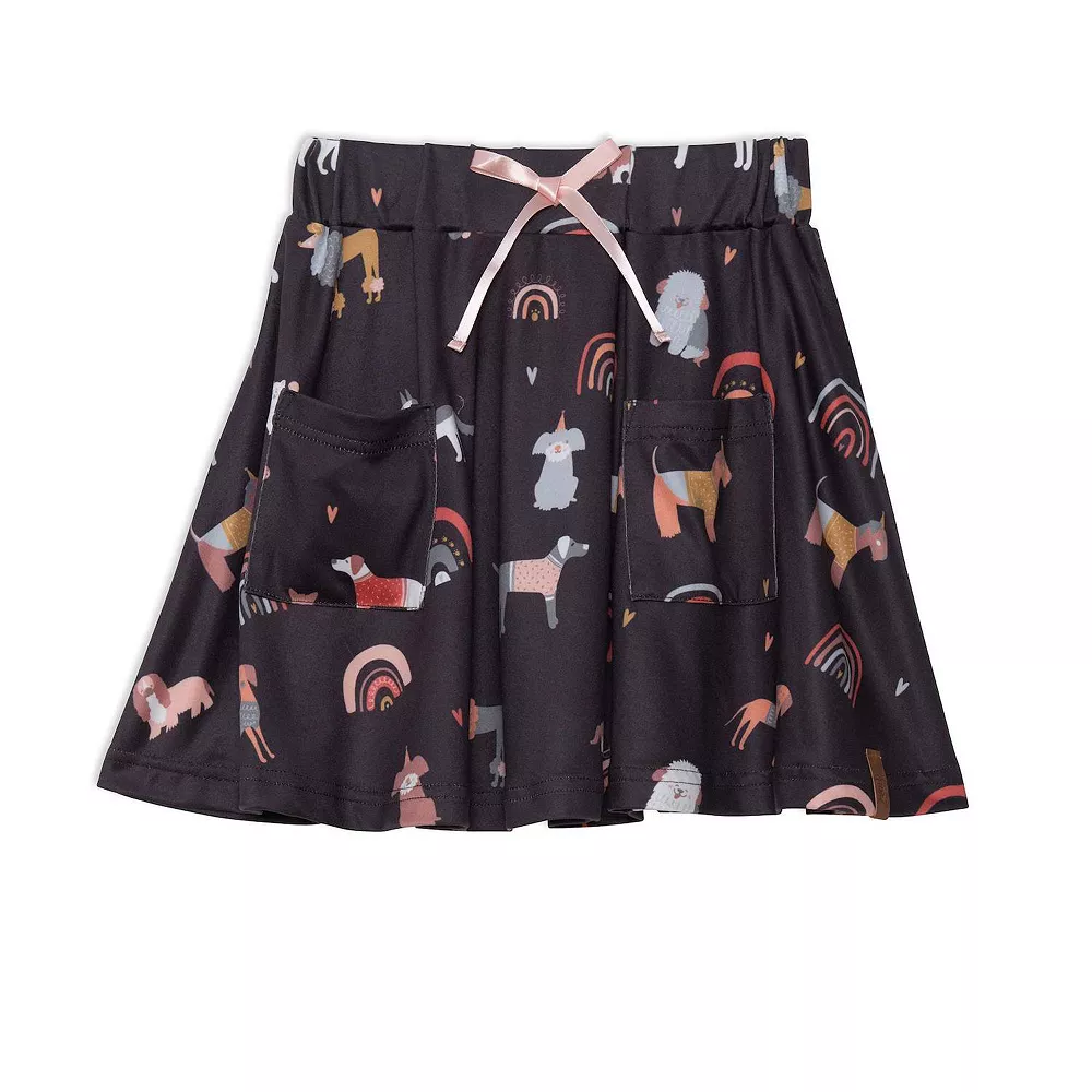 Printed Poodles Flared Skirt