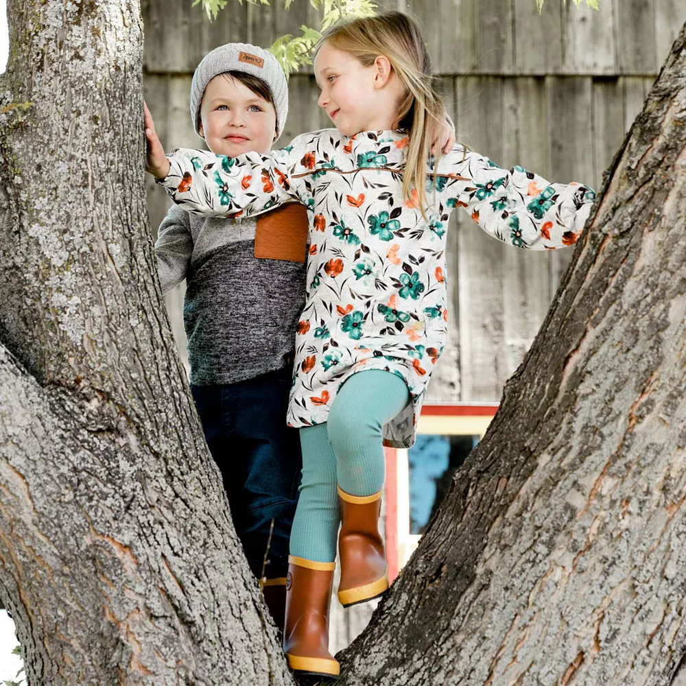 Printed Long Sleeve Dress With Watercolor Flowers - Image 3