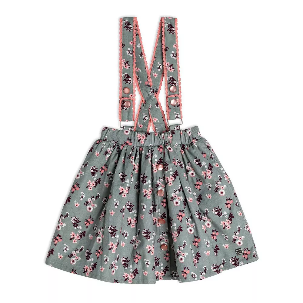 Printed Flowers Corduroy Skirt