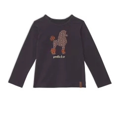 Long Raglan Sleeve Top Dark Grey With Print